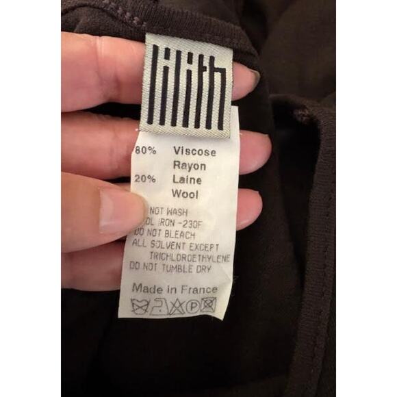 VTG Lilith Black Wool Blend Long Sleeve Maxi Dress Made in France Size M/L - Picture 5 of 5